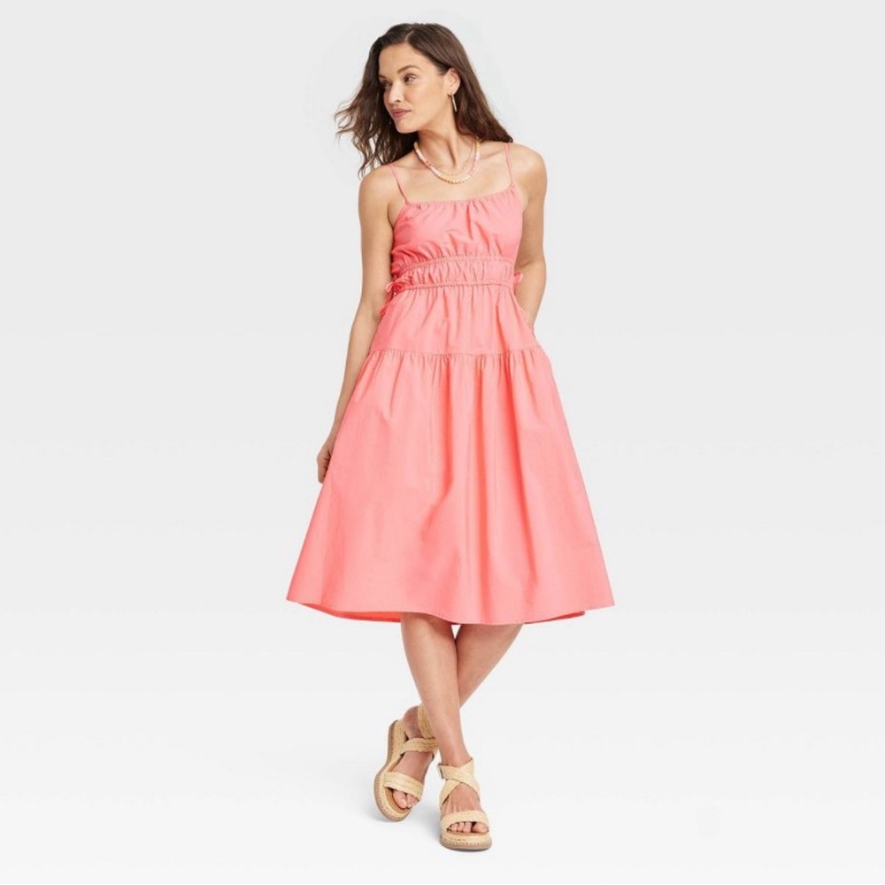 Universal Thread NWT cinched waist midi sundress cotton Coral plus size 2X